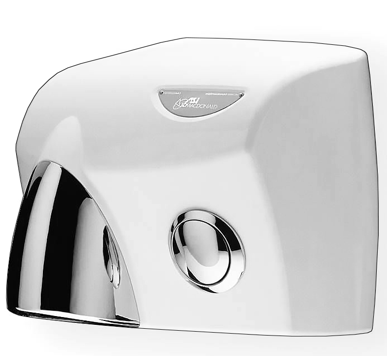 JD Macdonald TouchDry White Silver Gloss Nozzle & Button - OzWashroom