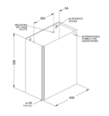 WALL MOUNTED WASTE BIN 64L 