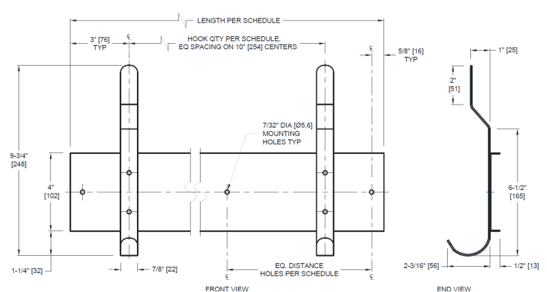 JD Macdonald Utility Hook Strip – Surface Mounted