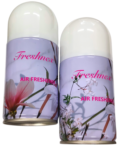 2 Fragrance Dispenser +2 Fragrance cans +Batteries