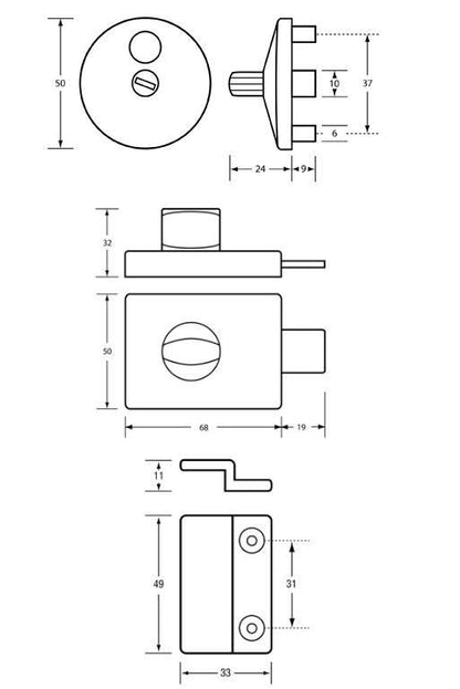 Metlam Surface Mounted Lock&Indicator Set 300-Series -OzWashroom