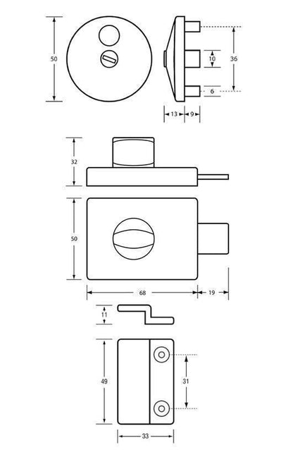 Metlam Surface Mounted Lock&Indicator Set 300-Series -OzWashroom