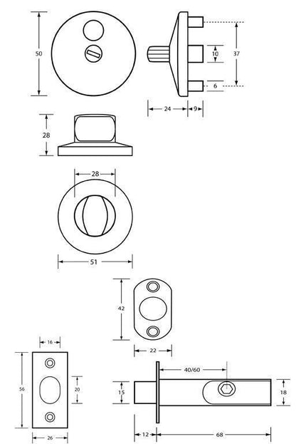 Metlam Surface Mounted Lock&Indicator Set 300-Series -OzWashroom