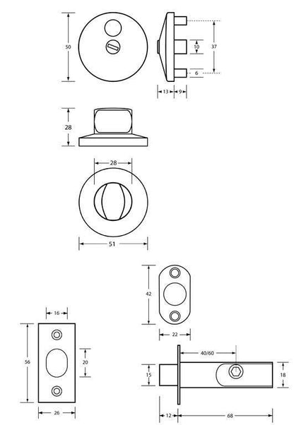 Metlam Surface Mounted Lock&Indicator Set 300-Series -OzWashroom