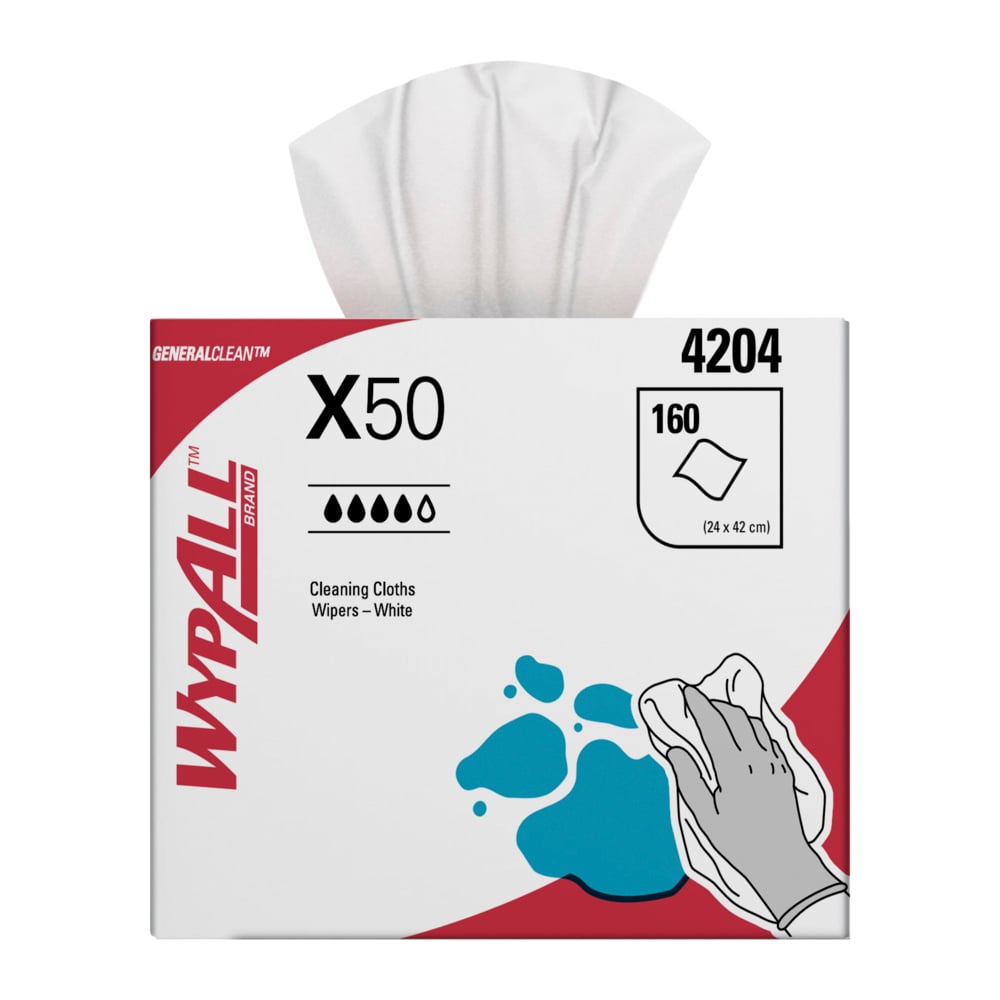 WYPALL® X50 Pop-Up Reinforced Single Sheet Wipers