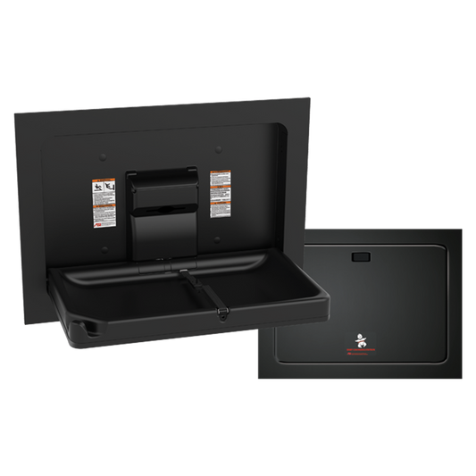 Baby Change Station Parallel Matte Black, Stainless Steel - Recessed