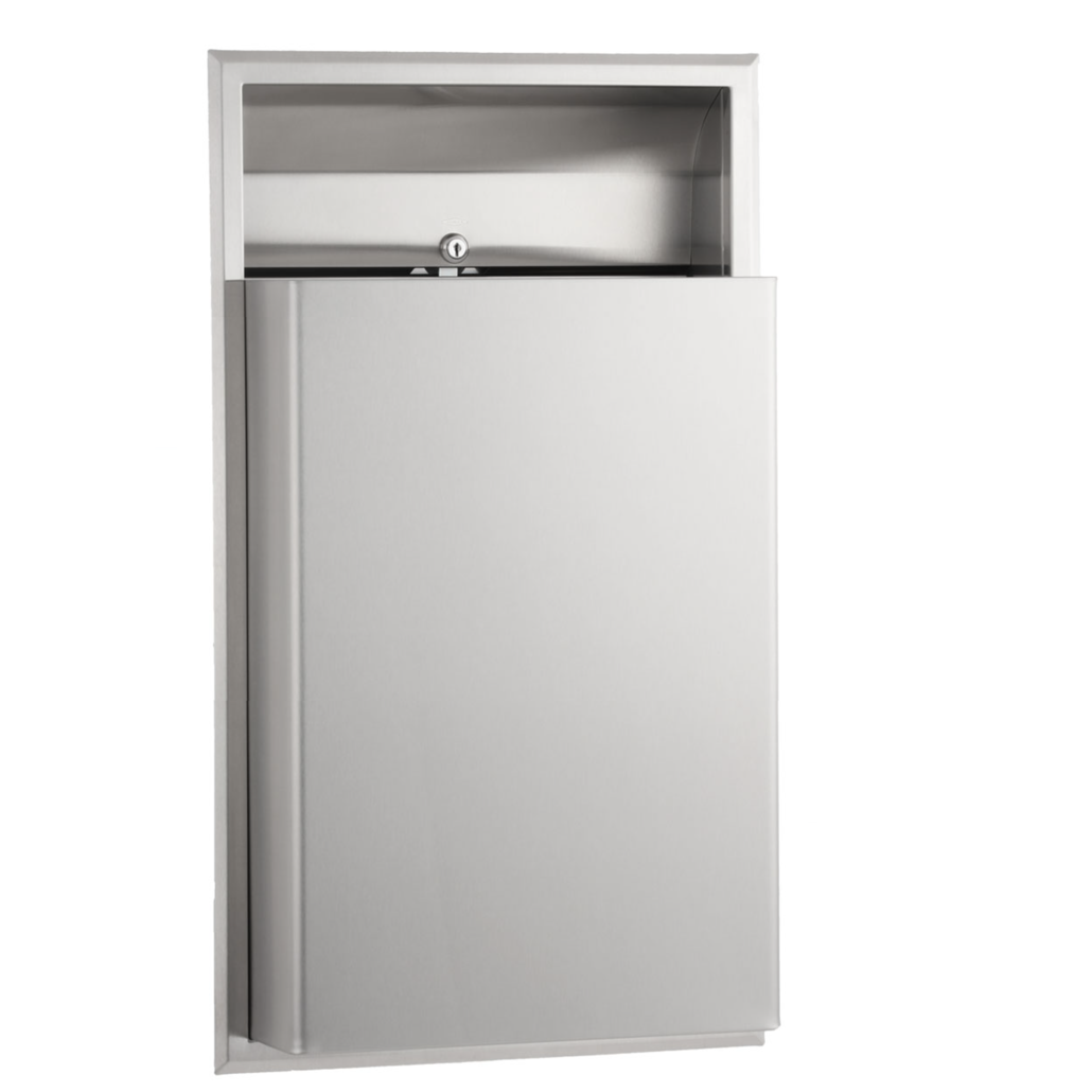 Bobrick Semi Recess Waste Receptacle, Satin S'Steel