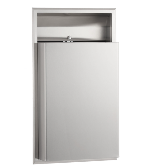 Bobrick Semi Recess Waste Receptacle, Satin S'Steel