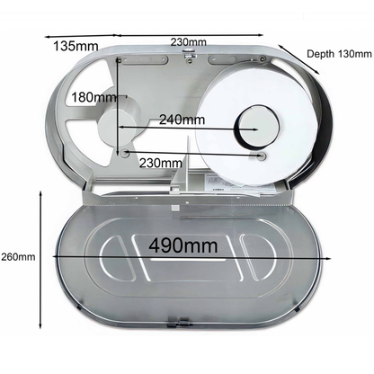 S'Steel Twin Jumbo Toilet Roll Dispenser