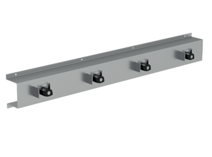 Stainless steel mop and broom holder with 3, 4, and 5 holder options, #304 grade satin finish for commercial cleaning storage.