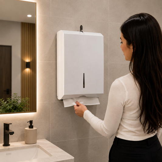 Ultra Slim Paper Towel Dispenser Powder Coated White Metal