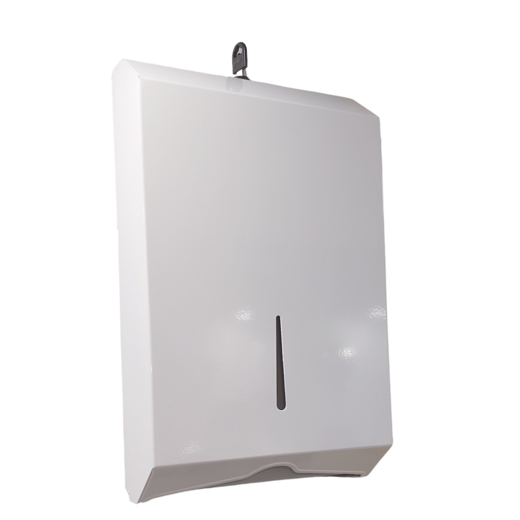Ultra Slim Paper Towel Dispenser Powder Coated White Metal