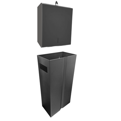 Combo-satinless steel bin and paper towel dispener