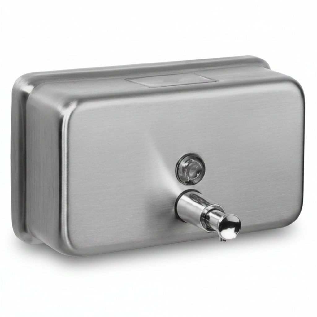 Horizontal Satin S'steel Refillable 1L Soap Dispenser