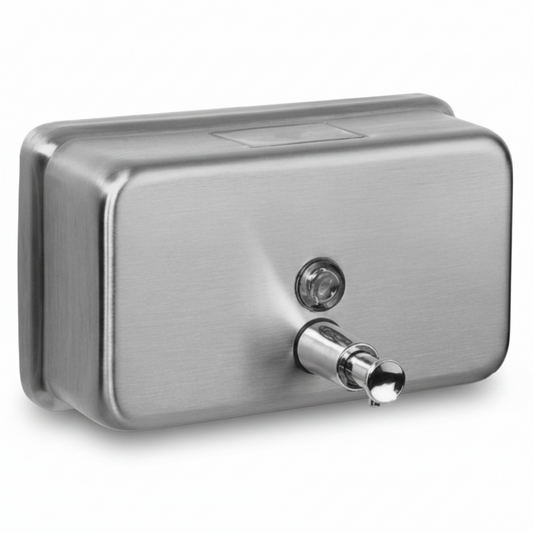 Horizontal Satin S'steel Refillable 1L Soap Dispenser