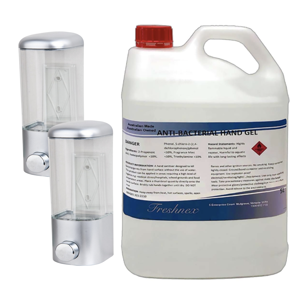 Bonus Pack, 5L Hand Sanitiser + 2 Dispensers Refillable