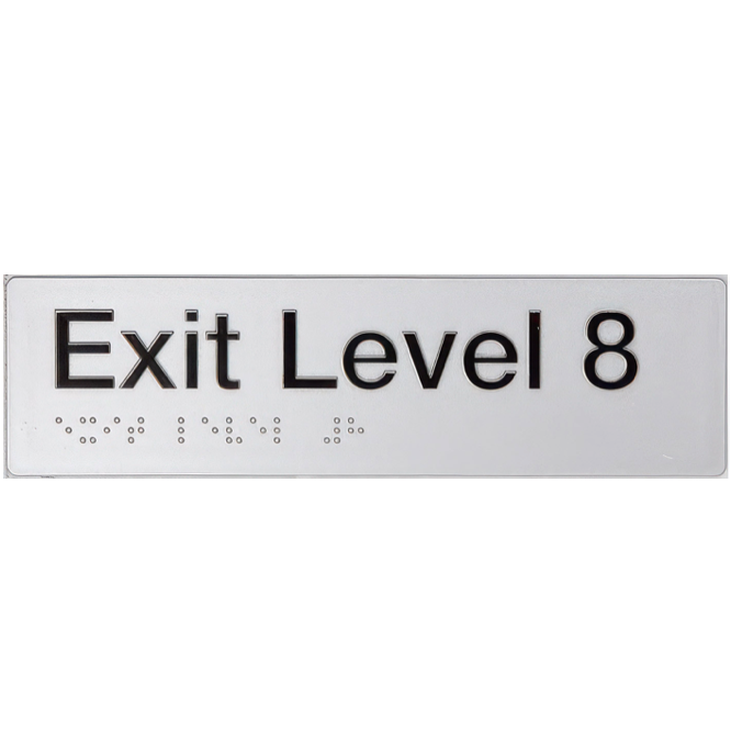 Silver Exit Level 8 Braille Sign SX-08 (180x50mm)