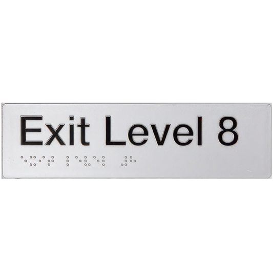 Silver Exit Level 8 Braille Sign SX-08 (180x50mm)