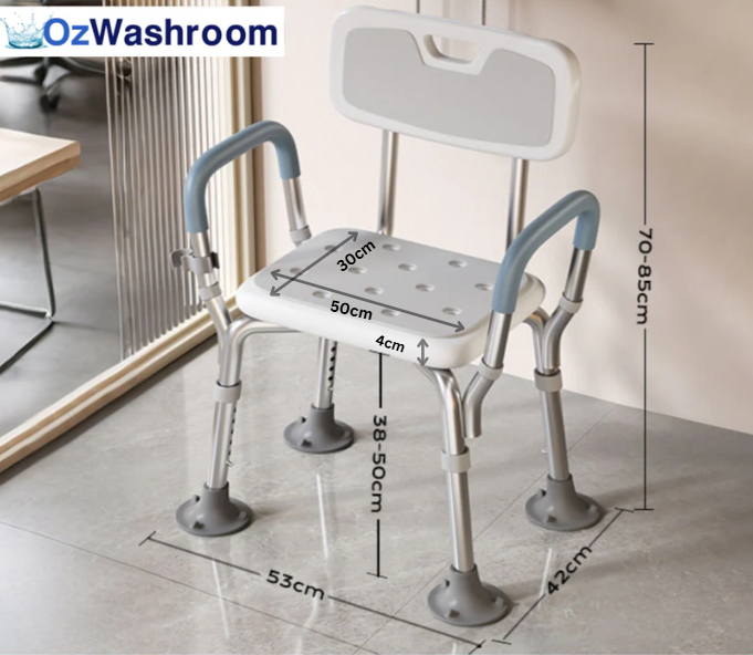 shower chair with suction legs on a bathroom floor secure, OzWashroom