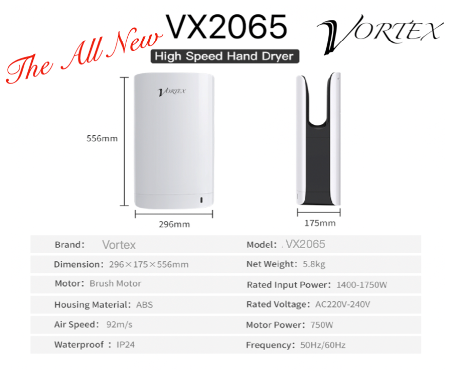 Vortex High Speed Compact Elegant Hand Dryer - OzWashroom - compact