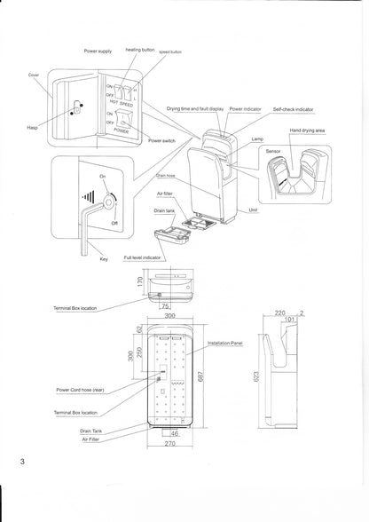 Vortex VX2006 Super Jet Hand Dryer Silver