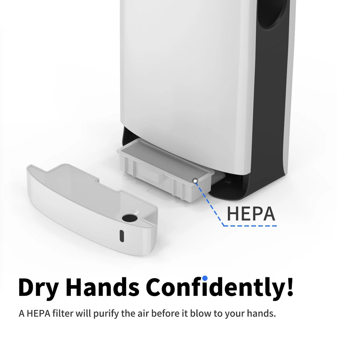 Vortex Jet Hand Dryer, Compact and slim with Hepa fitler