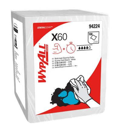 WYPALL® X60 Single Sheet Cleaning Wipers (94224), 8 Packs, 100 Wipers / Pack