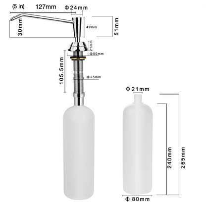 underbench soap dispenser with chrome pump ZC825