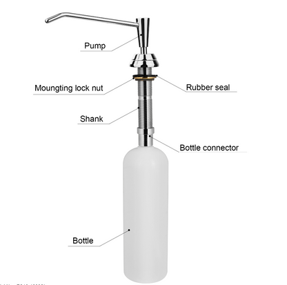 underbench soap dispenser with chrome pump ZC825