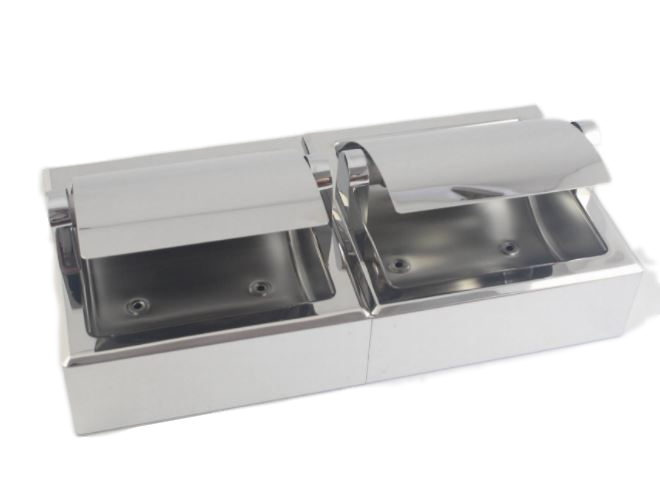 Twin Toilet Roll Holder Surface Mount S'Steel Horizontal A8867 - OzWashroom