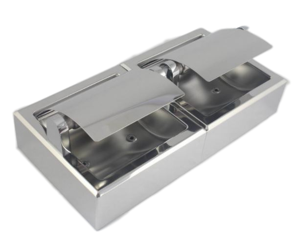 Twin Toilet Roll Holder Surface Mount S'Steel Horizontal A8867 - OzWashroom