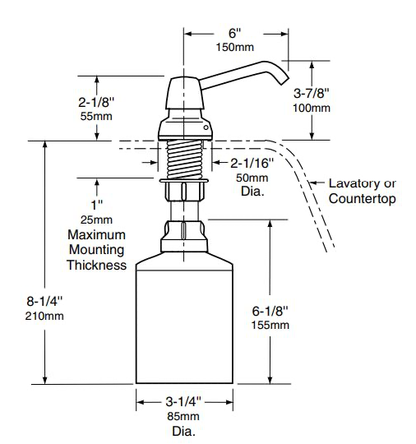 Basin Mounted 600ml Bobrick B8221 Soap Dispenser - OzWashroom