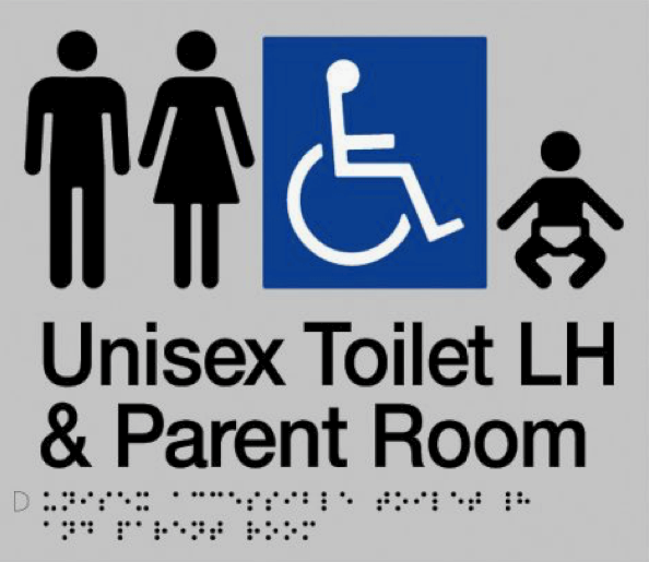 Unisex Silver Disable Parent, Room & Toilet LH - OzWashroom