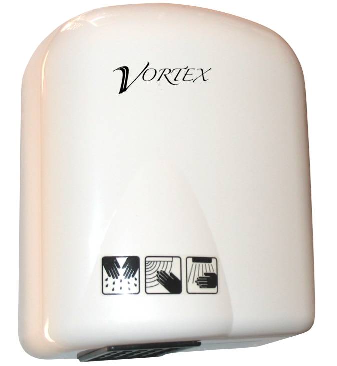 OZ1650 Vortex White Plastic Vandalism-Resistant Hand Dryer with stainless steel body, durable and tamper-proof for public and industrial washrooms