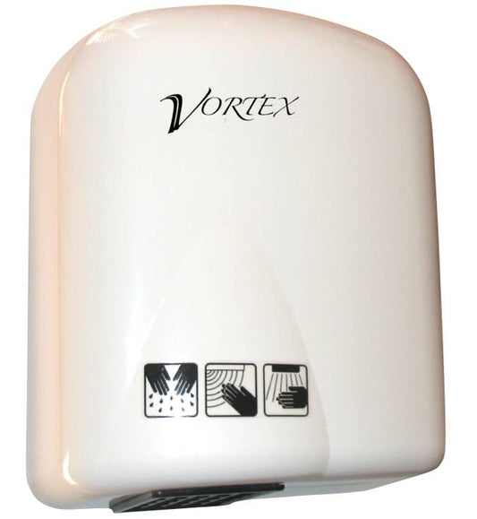 OZ1650 Vortex White Plastic Vandalism-Resistant Hand Dryer with stainless steel body, durable and tamper-proof for public and industrial washrooms