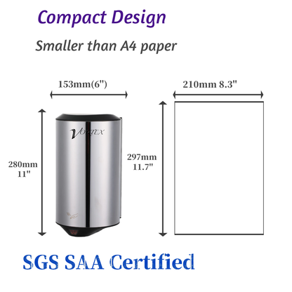 Vortex Smart heater compact hand dryer polished stainless steel commercial hand dryer - VX2805P