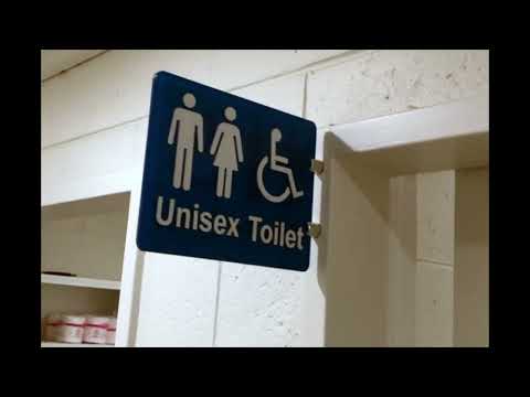 Stand Off Sign Embossed Blue All Gender Toilet with Text CV47 by Ozwashroom