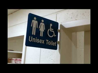 Stand Off Sign Embossed Blue All Gender Toilet with Text CV47 by Ozwashroom