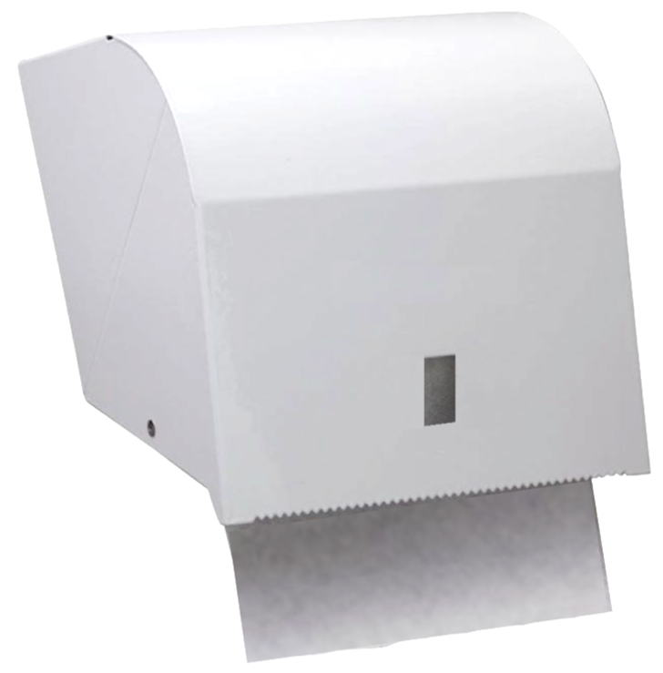 White Coated Metal Paper Towel Roll Dispenser With Lock - OzWashroom