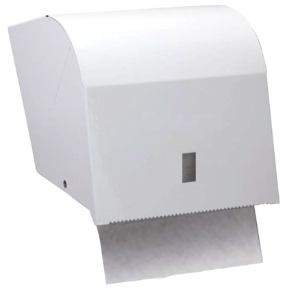 White Coated Metal Paper Towel Roll Dispenser With Lock - OzWashroom