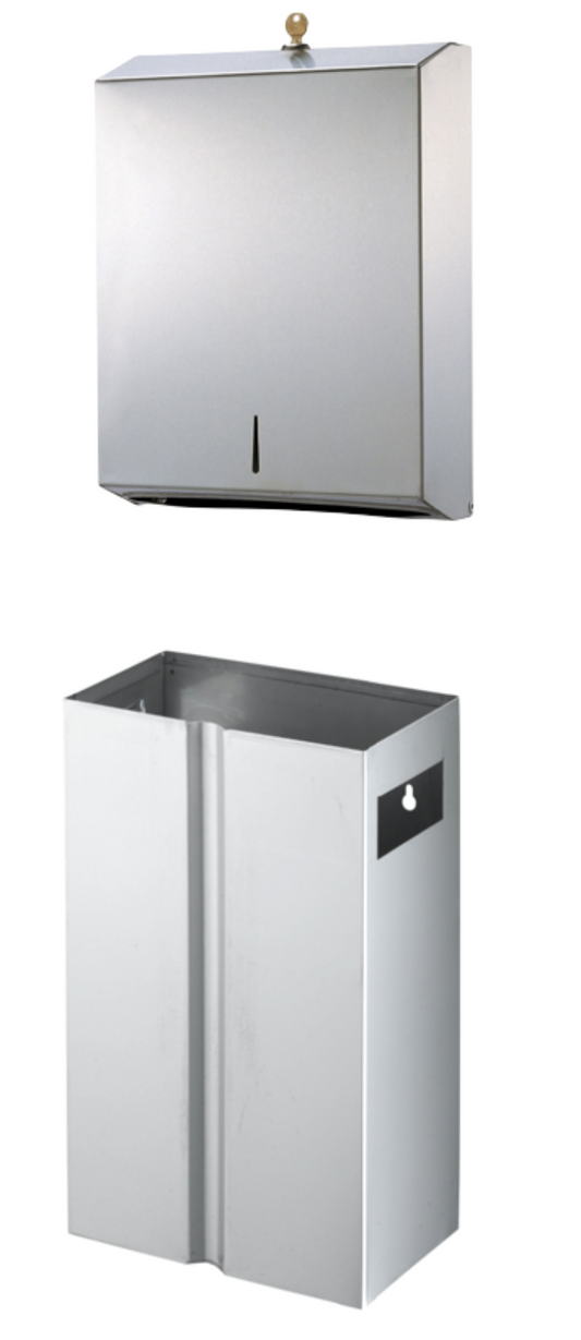 32L Stainless Steel Bin & Slim Paper Towel Dispenser - Perfect for Public Restrooms