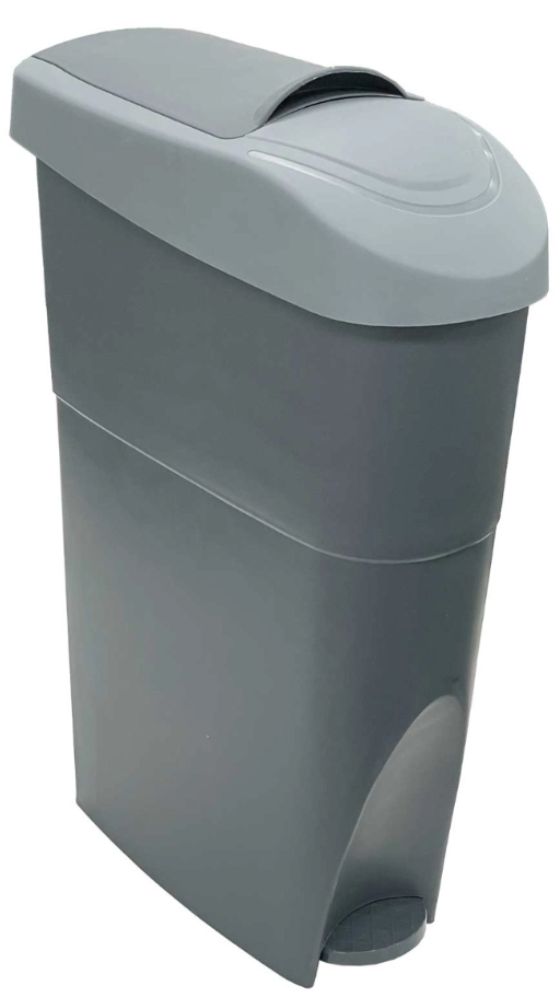 Grey slim sanitary bin 18L female hygiene waste disposal unit for commercial washrooms