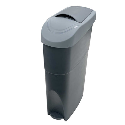 Left side view of the Grey slim sanitary bin 18L female hygiene waste disposal unit for commercial washrooms