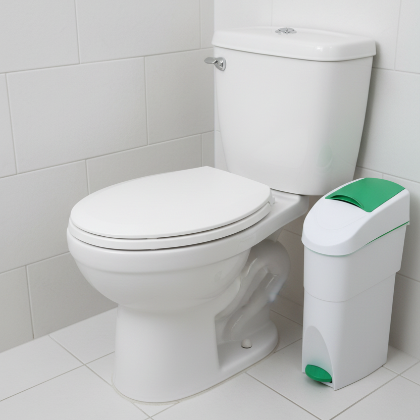 Sanitary Bin Green White Slim Lady Female Waste Disposal - OzWashroom