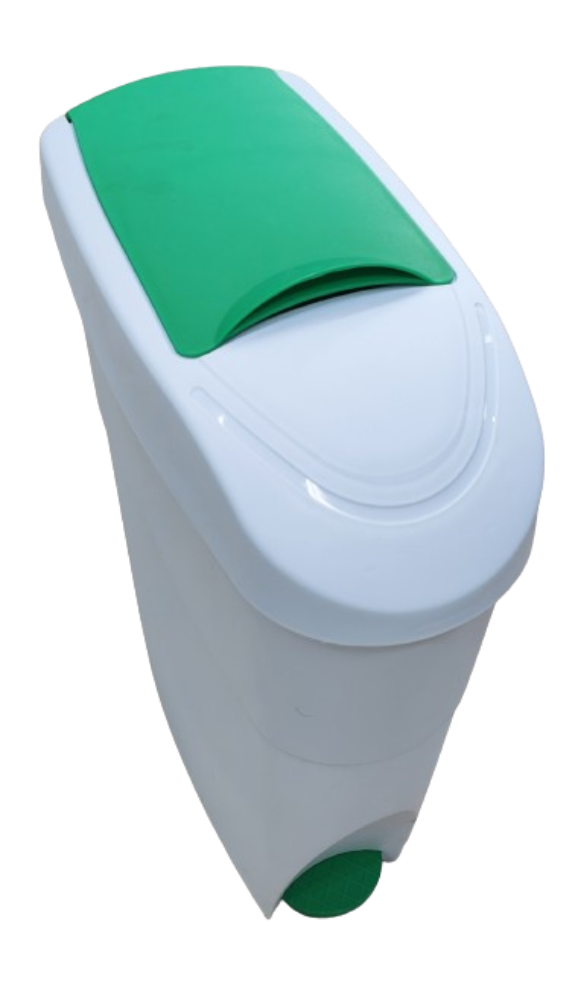 Green and White slim sanitary bin 18L pedal-operated female hygiene waste disposal unit