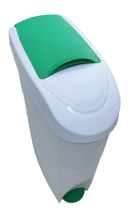 Green and White slim sanitary bin 18L pedal-operated female hygiene waste disposal unit