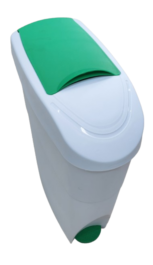 Green and White slim sanitary bin 18L pedal-operated female hygiene waste disposal unit
