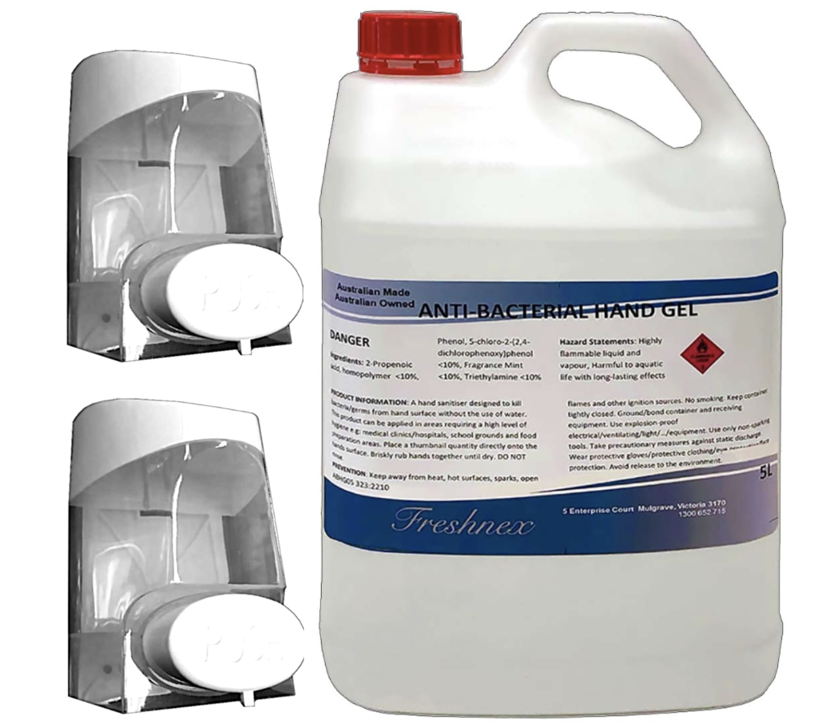 Bonus Pack, 5L Hand Sanitiser + 2 Dispensers Refillable