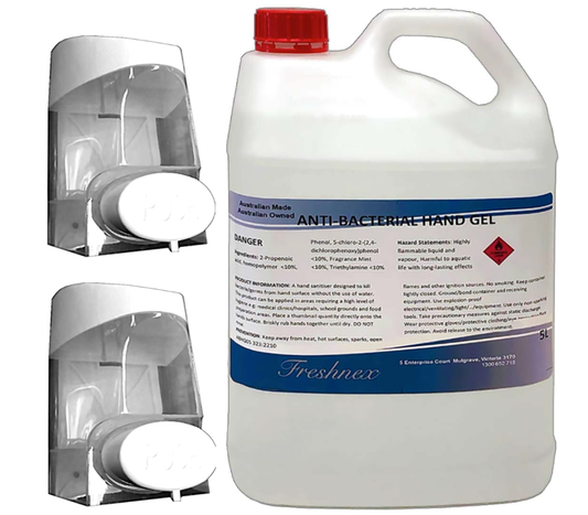Bonus Pack, 5L Hand Sanitiser + 2 Dispensers Refillable