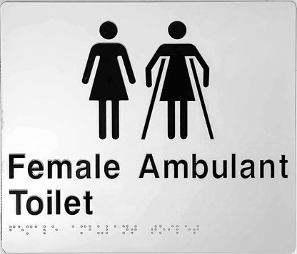 Silver Plastic Female & Ambulant Toilet Braille Sign
